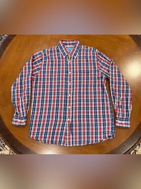 Castaway Nantucket Island Red/Blue Plaid Long-Sleeve Button-Up Shirt Medium